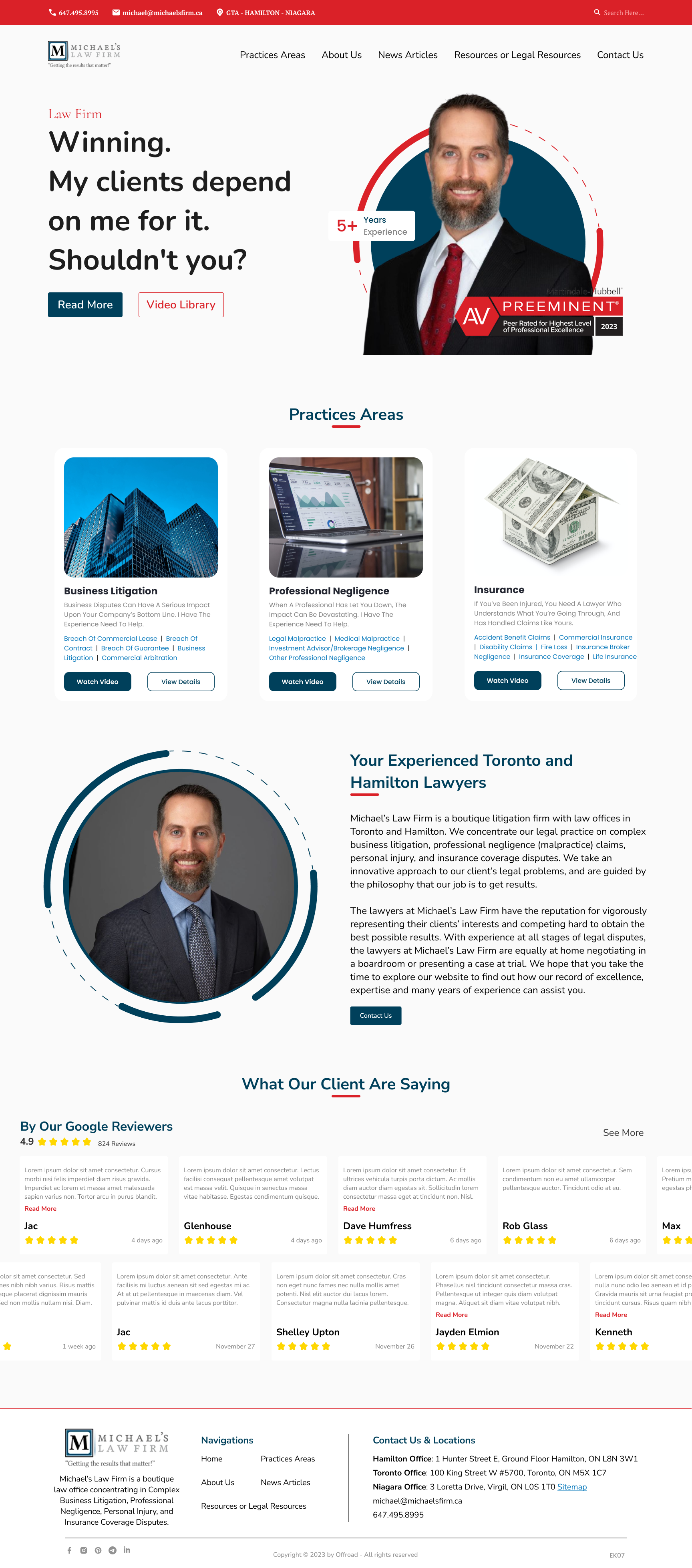 Web Design by Taufik H for Michael''s Law Firm | Design #31940253