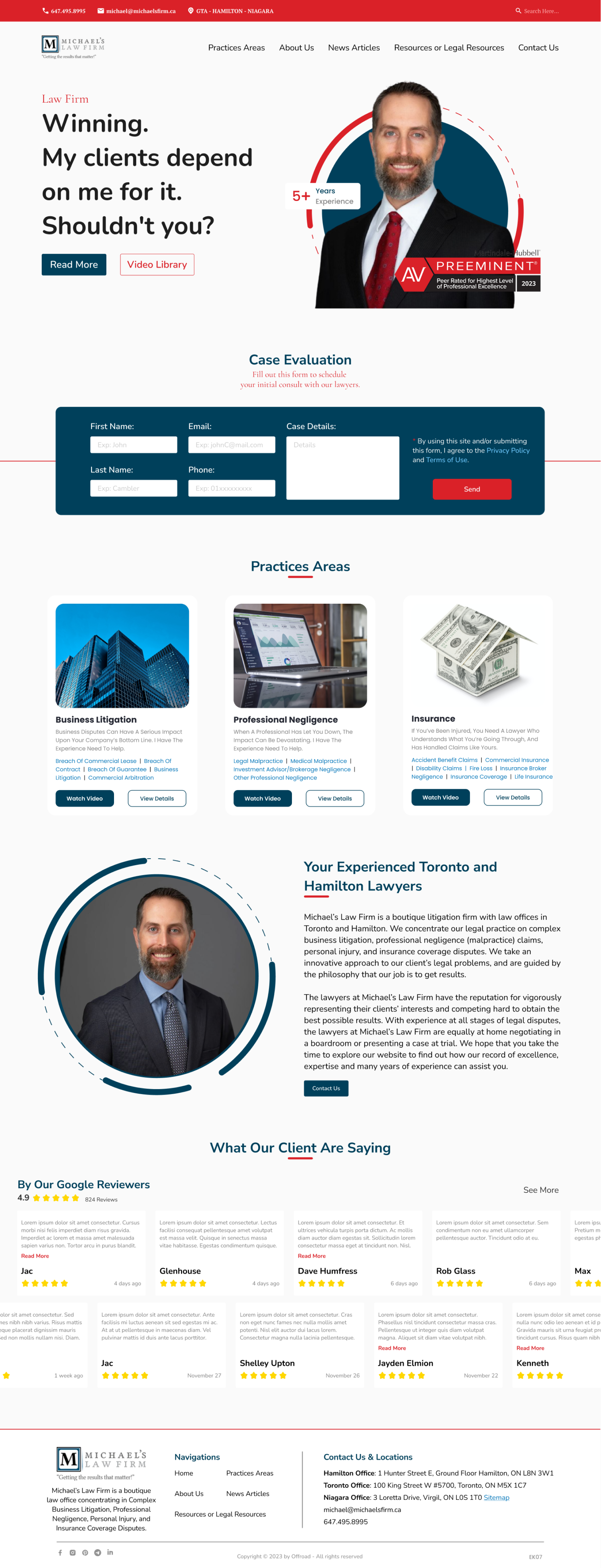 Web Design by Taufik H for Michael''s Law Firm | Design #31947418