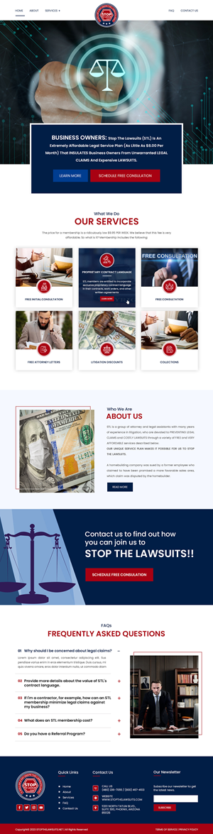 Web Design by Creations Box 2015 for Stop The Lawsuits | Design: #31965858