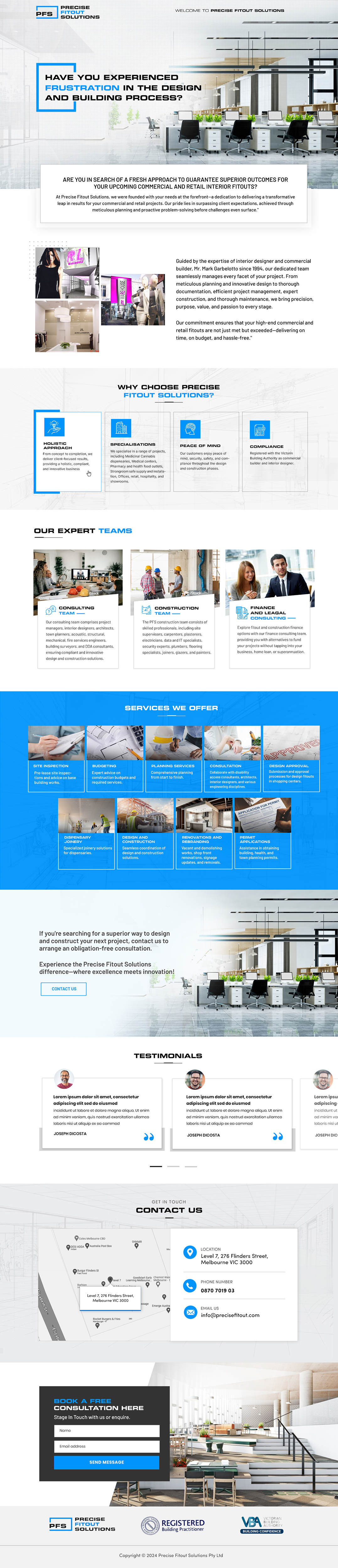 Web-Design von Blue Sparrow für Precise Fitout Solutions Pty Ltd | Design #31968496