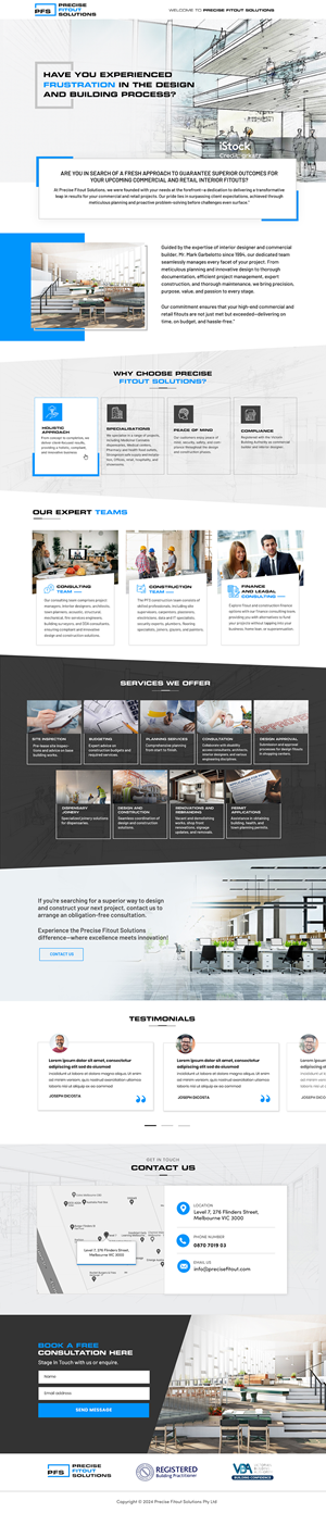 Diseño Web por Blue Sparrow para Precise Fitout Solutions Pty Ltd | Diseño: #31968497