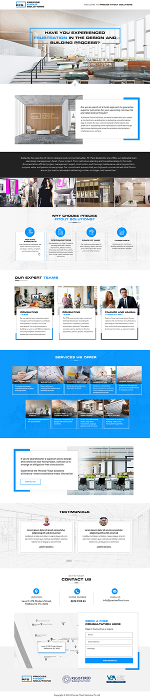 Web Design par Blue Sparrow pour Precise Fitout Solutions Pty Ltd | Design : #31968498