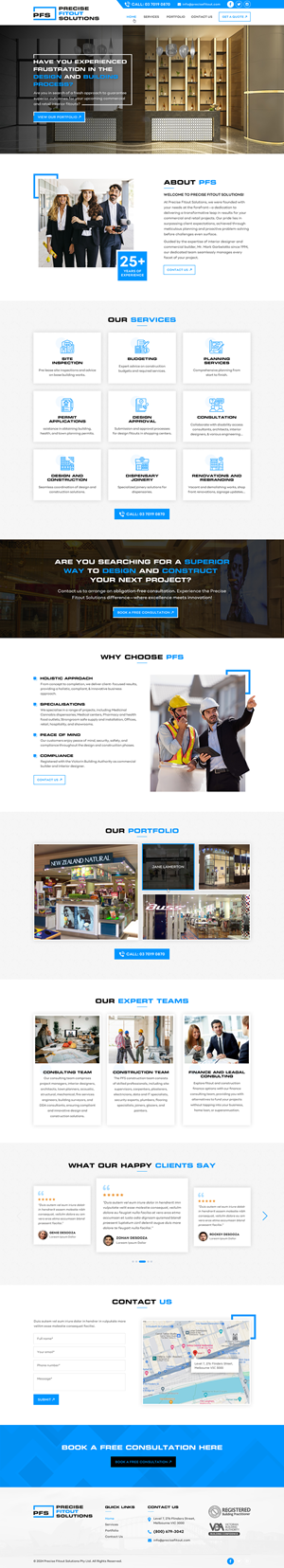 Web Design par Sbss pour Precise Fitout Solutions Pty Ltd | Design : #32139232