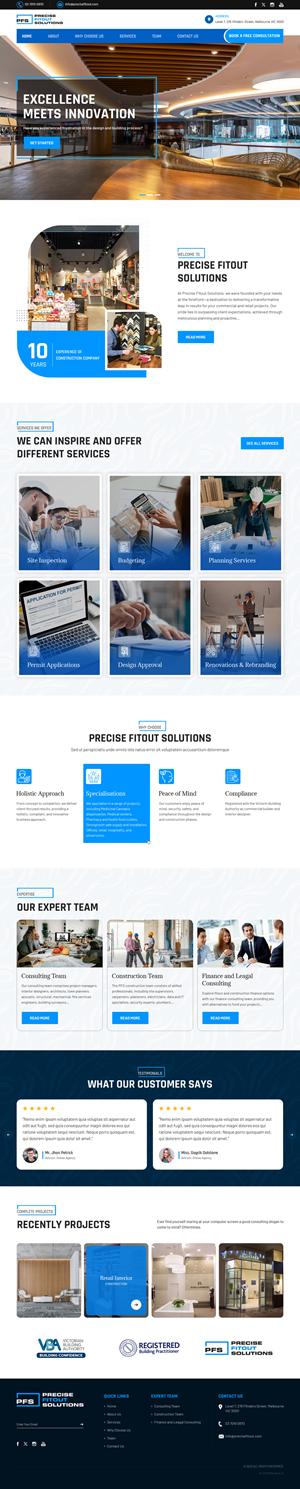 Web Design par sai.designer87 pour Precise Fitout Solutions Pty Ltd | Design : #31967489
