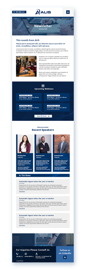 Diseño de Newsletter por ed_scenery para ALIS spol. s r. o. | Diseño #32057443