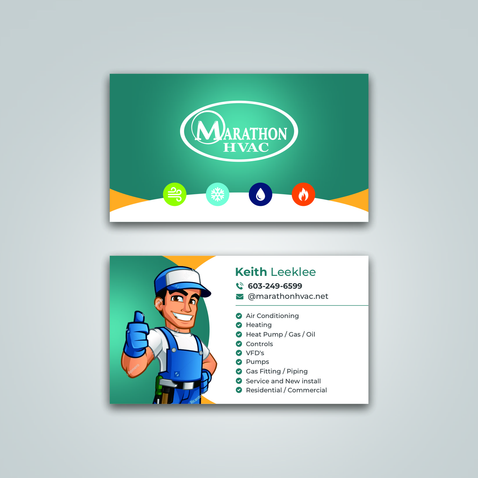 Visitenkarten-Design von Dzhafir für Marathon HVAC | Design #32022600