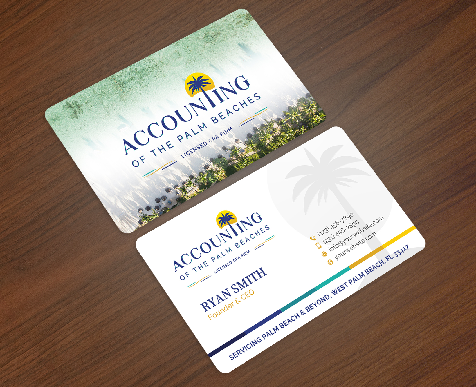 Business Card Design by Sun Moon Graphic Designer for Accounting of the Palm Beaches | Design #32074416