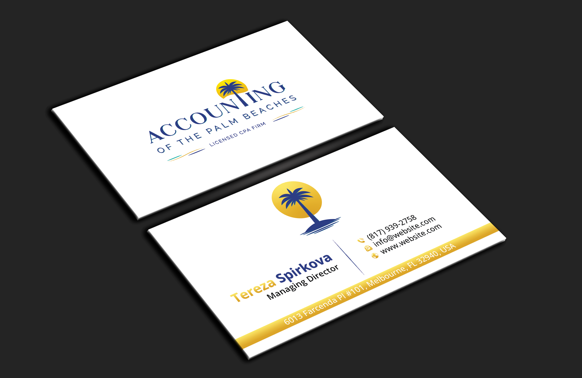 Business Card Design by DesignerShahadat for Accounting of the Palm Beaches | Design #32074930