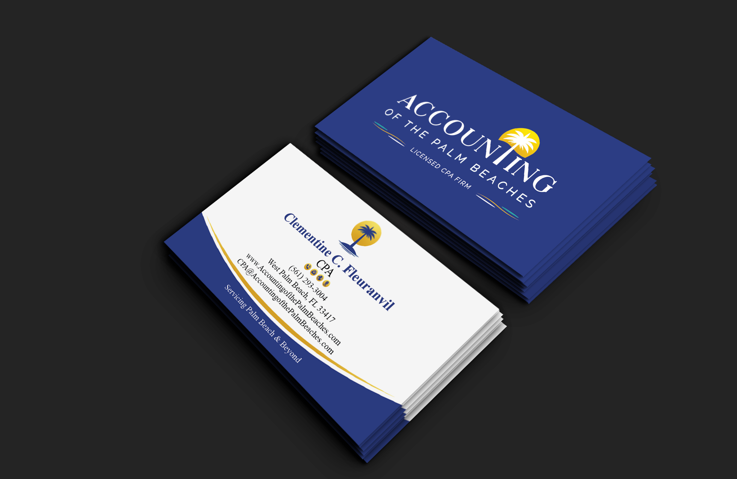 Diseño de Tarjeta de Presentación por DesignerShahadat para Accounting of the Palm Beaches | Diseño #32078184