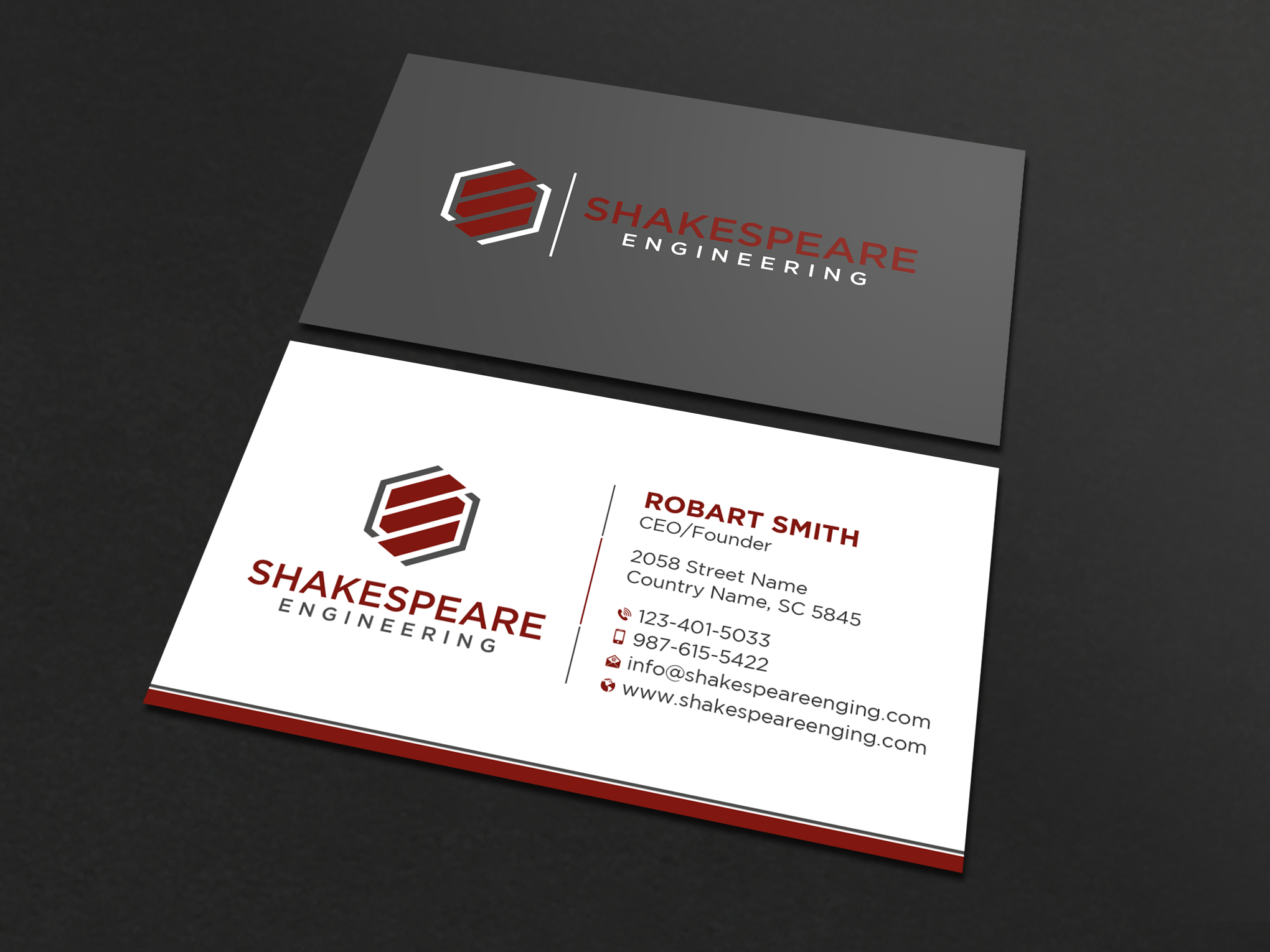 Business Card Design by Uttom 2 for Shakespeare Engineering | Design #32110913