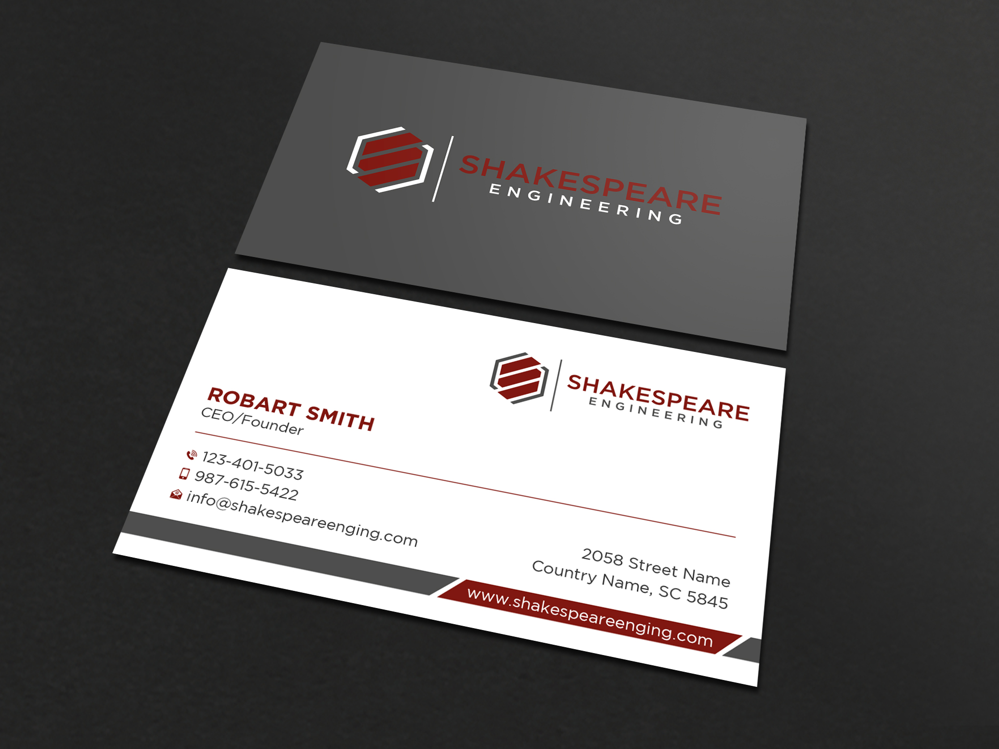 Business Card Design by Uttom 2 for Shakespeare Engineering | Design #32110916