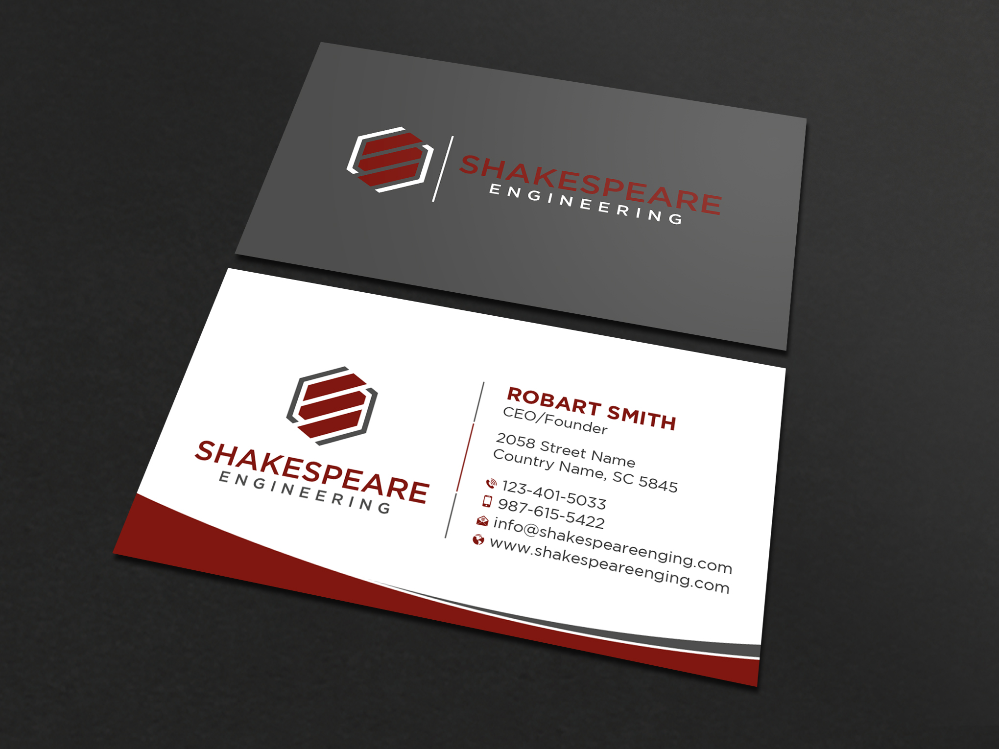 Business Card Design by Uttom 2 for Shakespeare Engineering | Design #32110917