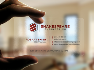 Design de Carte de Visite par Uttom 2 pour Shakespeare Engineering | Design : #32110994