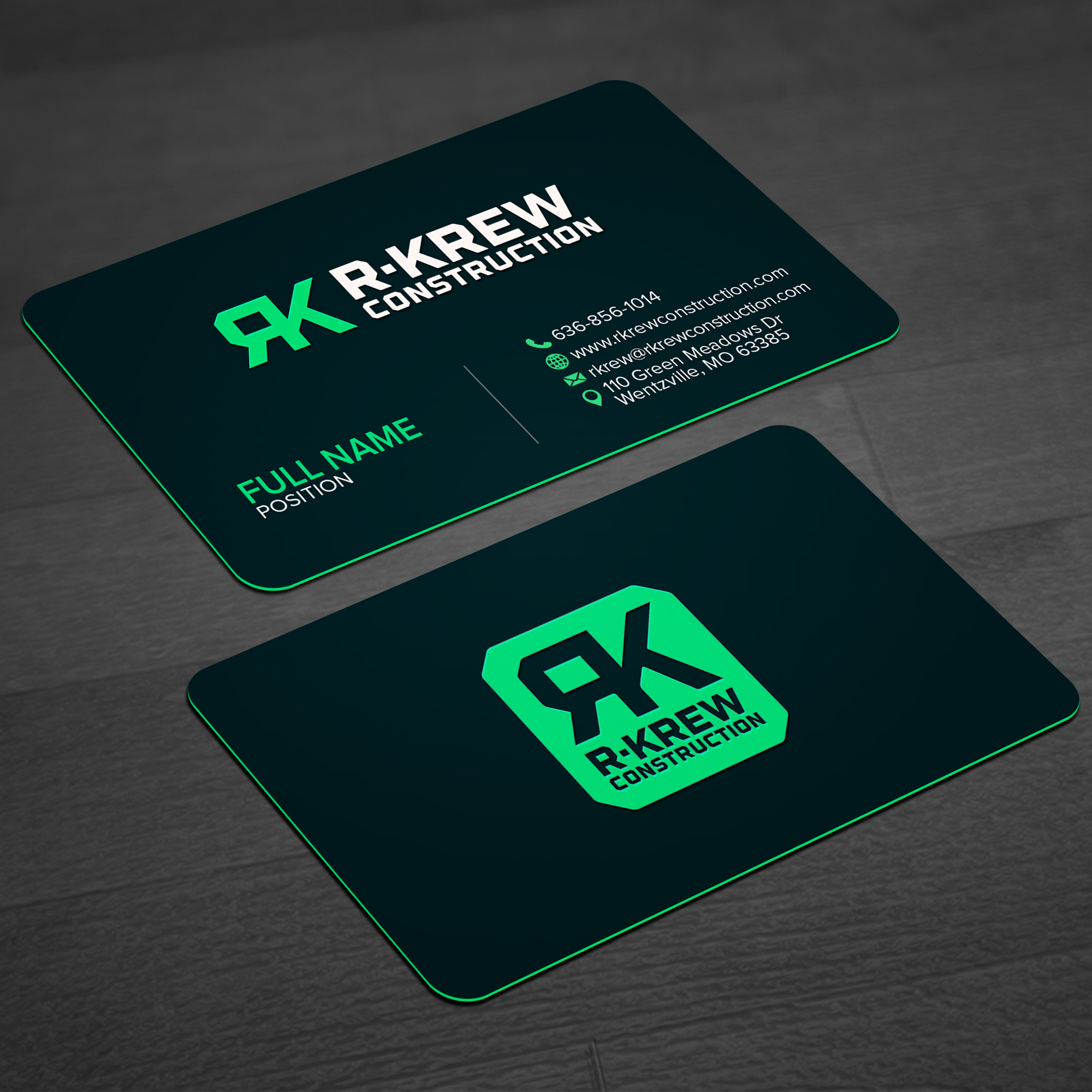 Diseño de Tarjeta de Presentación por WellDesign para RKREW Construction | Diseño #32172669