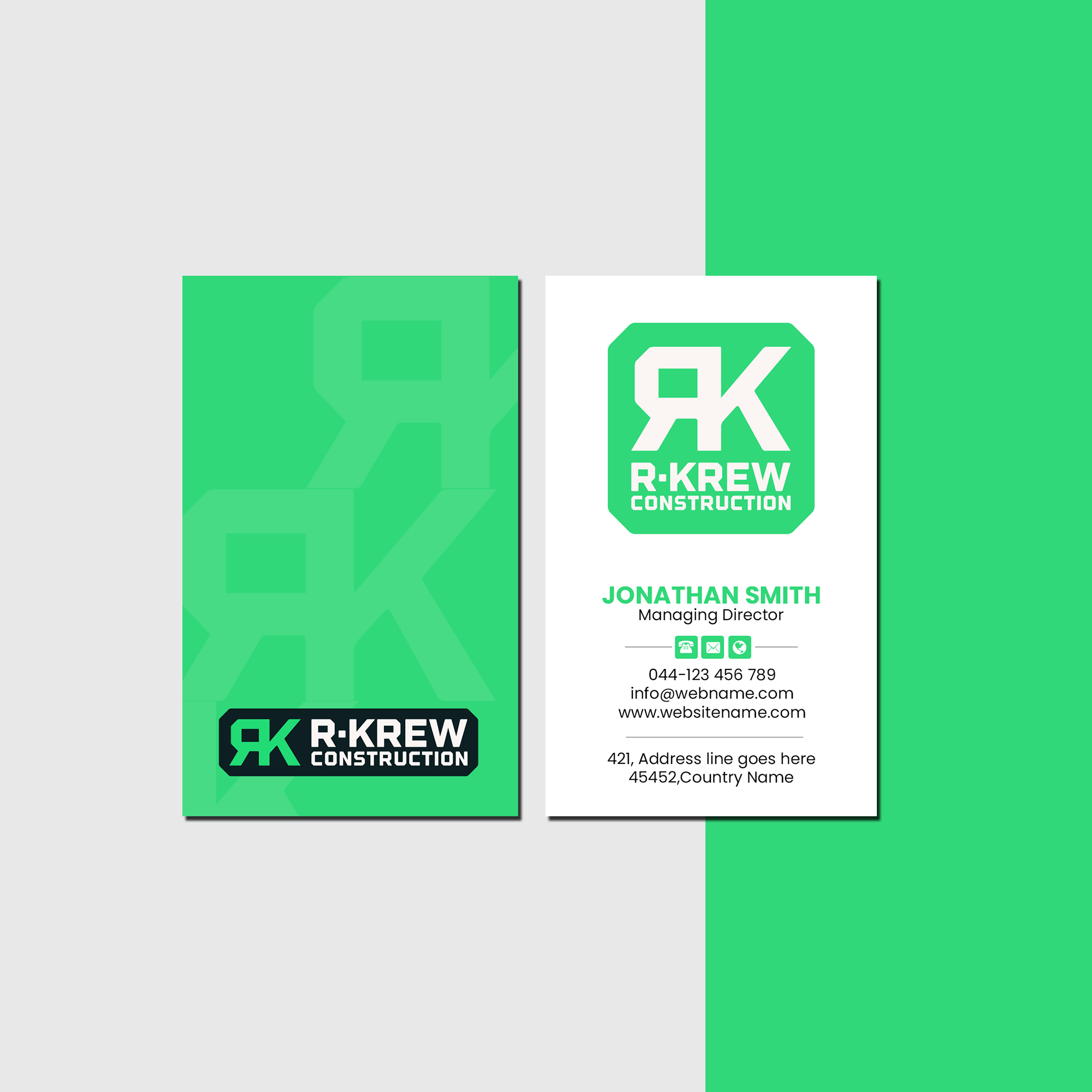 Diseño de Tarjeta de Presentación por Creations Box 2015 para RKREW Construction | Diseño #32189159