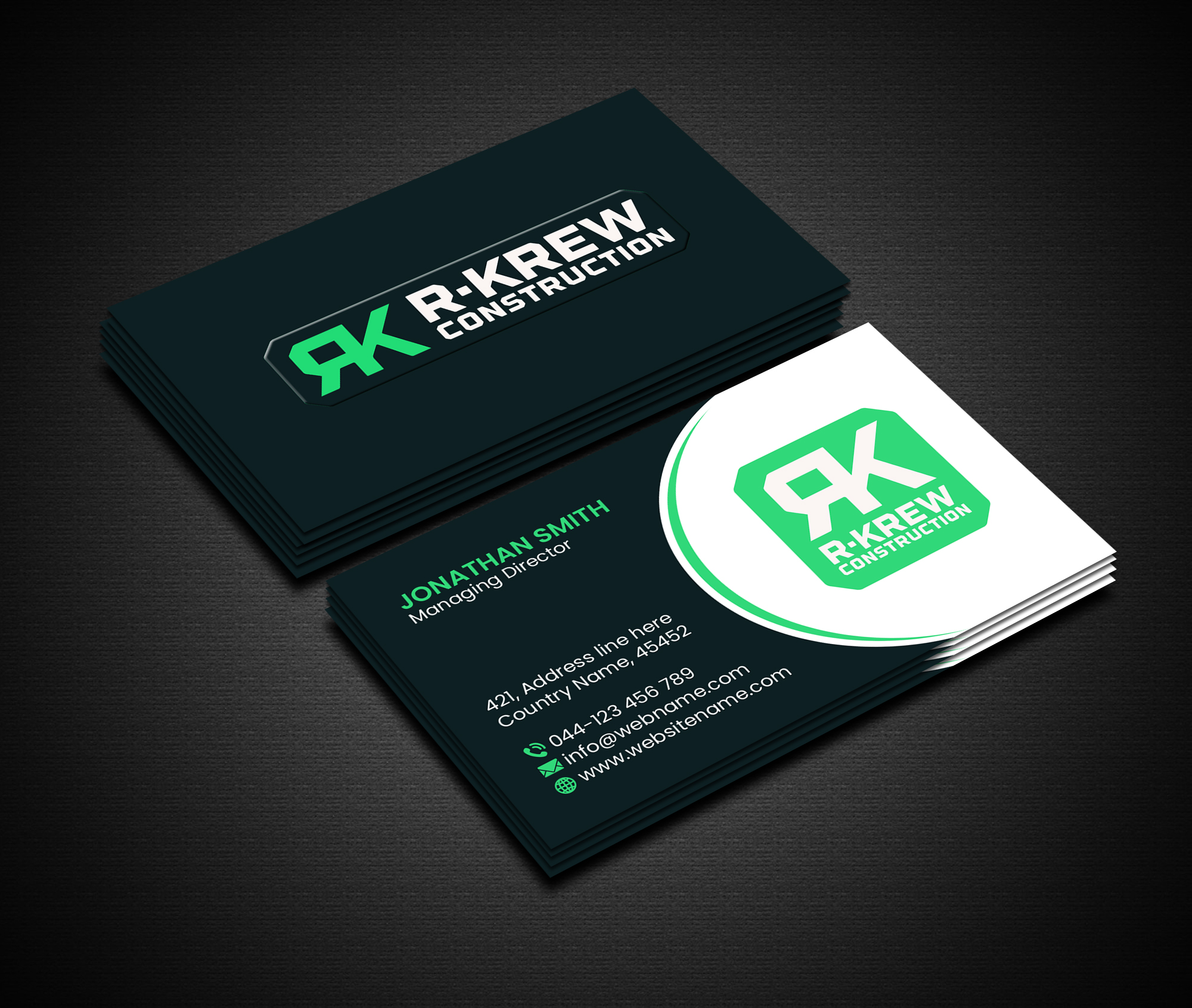 Diseño de Tarjeta de Presentación por Creations Box 2015 para RKREW Construction | Diseño #32189160