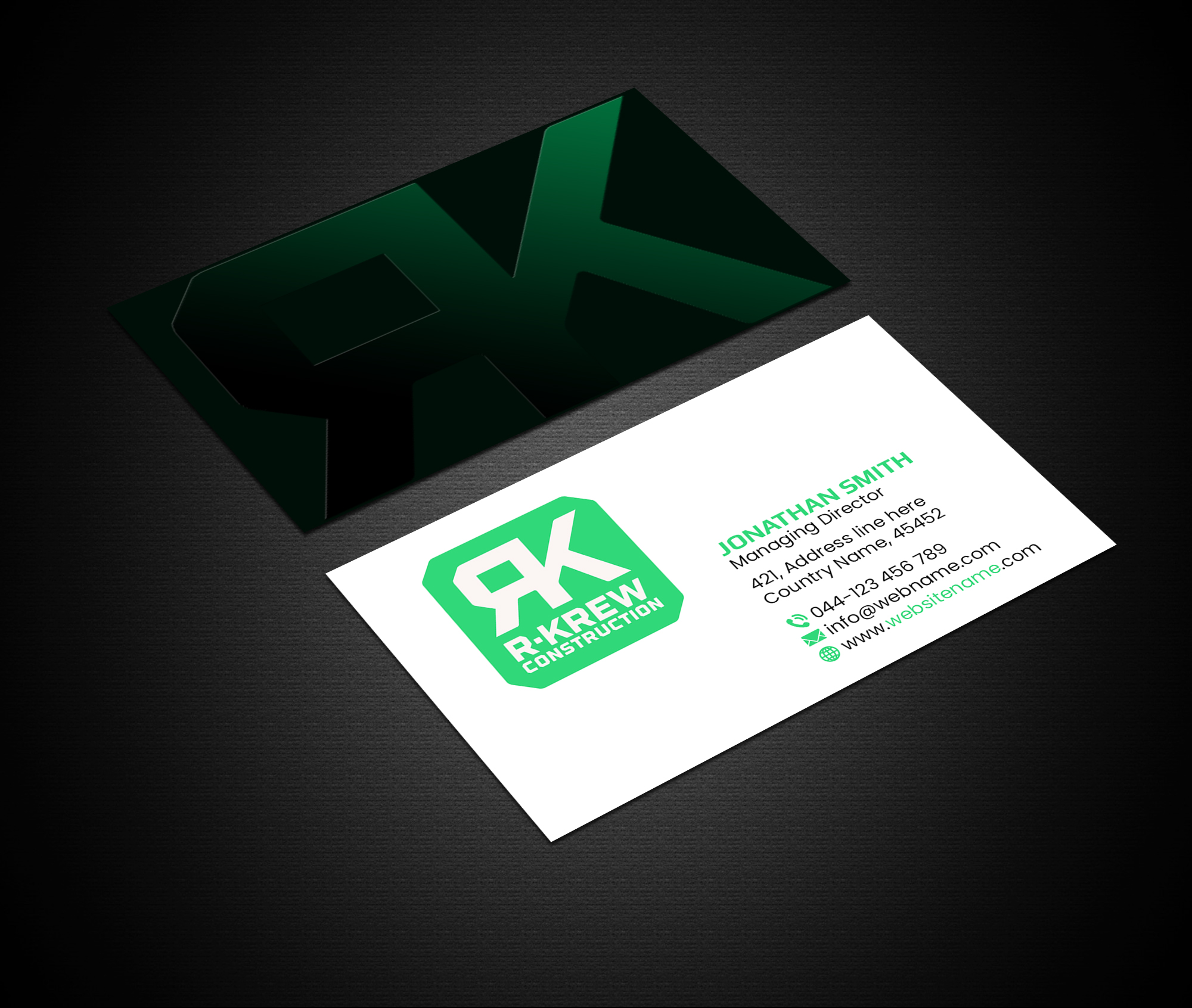 Diseño de Tarjeta de Presentación por Creations Box 2015 para RKREW Construction | Diseño #32189162