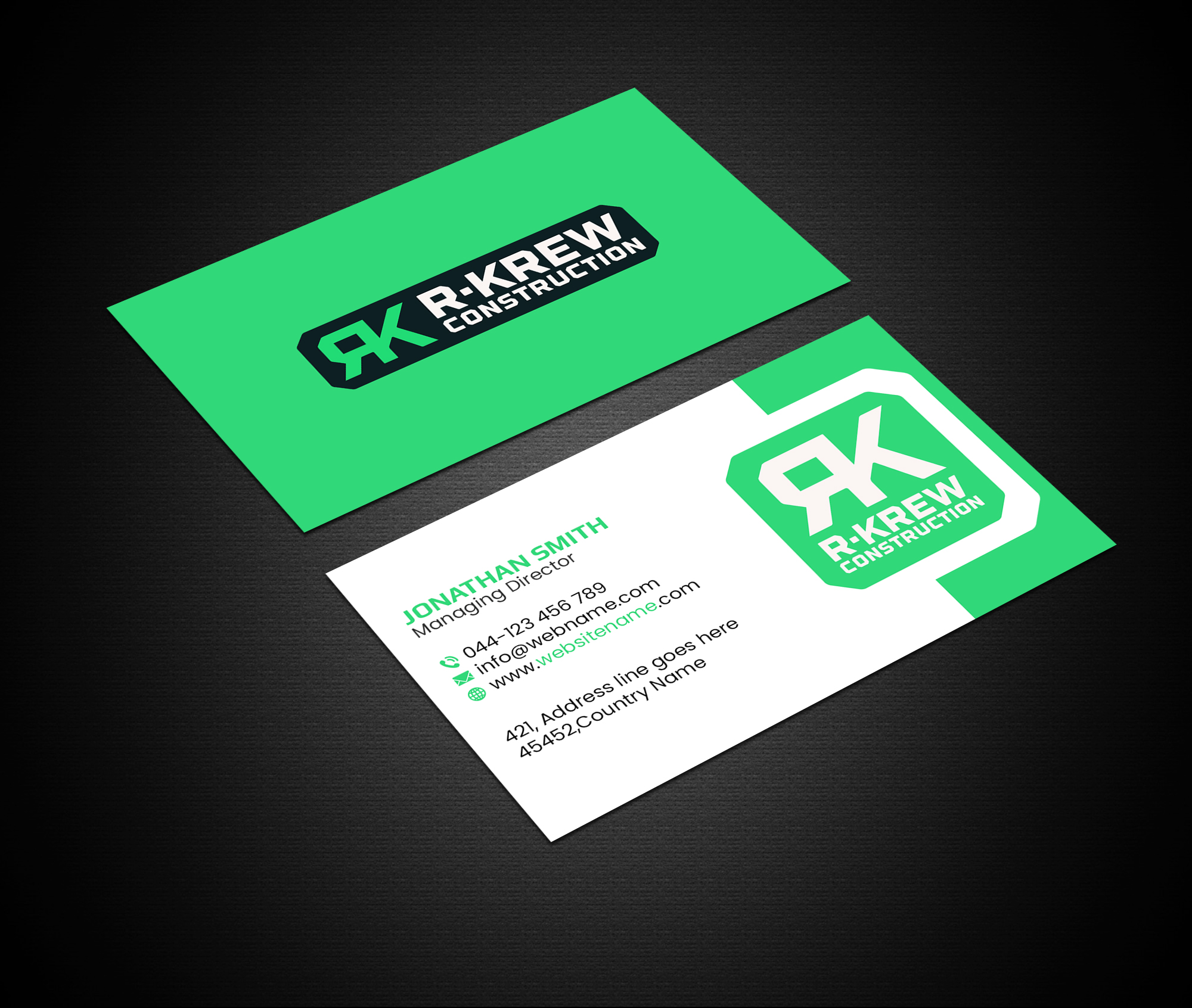 Diseño de Tarjeta de Presentación por Creations Box 2015 para RKREW Construction | Diseño #32189166