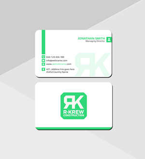 Diseño de Tarjeta de Presentación por Creations Box 2015 para RKREW Construction | Diseño: #32189533