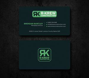 Business Card Design by Uttom 2 for RKREW Construction | Design: #32174711