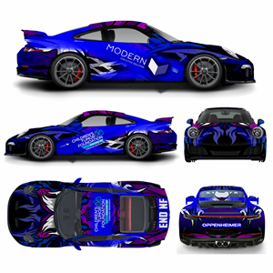 Create corporate racing wrap for a Porsche GT3 2015 using company logo and colors