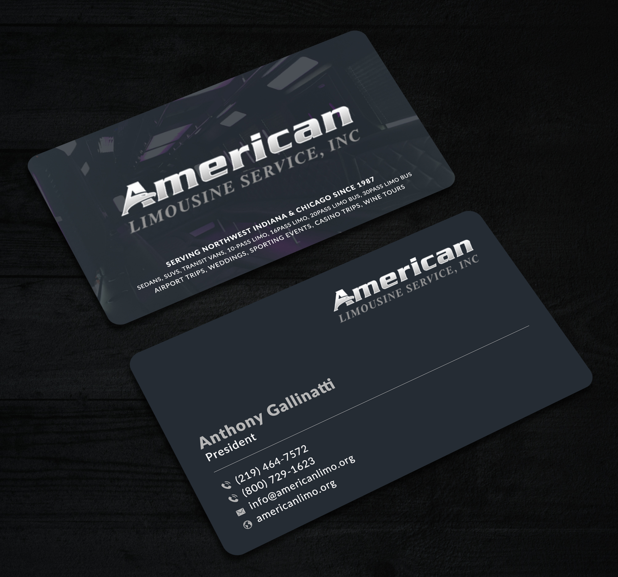 Design de Carte de Visite par Sun Moon Graphic Designer pour AMERICAN LIMOUSINE SERVICE INC. | Design #32222991