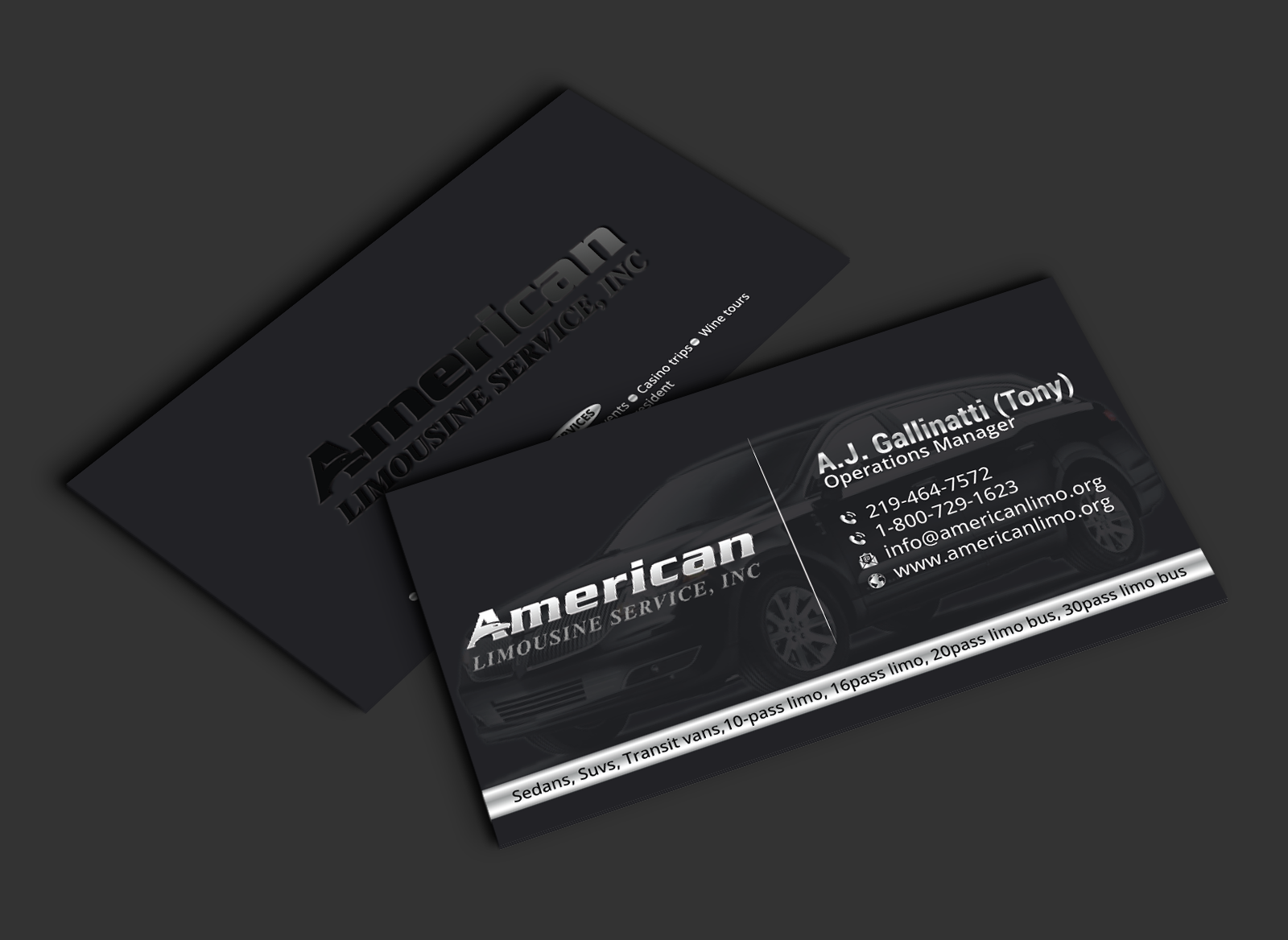 Business Card Design by DesignerShahadat for AMERICAN LIMOUSINE SERVICE INC. | Design #32222893