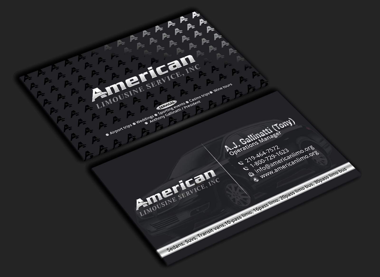 Business Card Design by DesignerShahadat for AMERICAN LIMOUSINE SERVICE INC. | Design #32222894