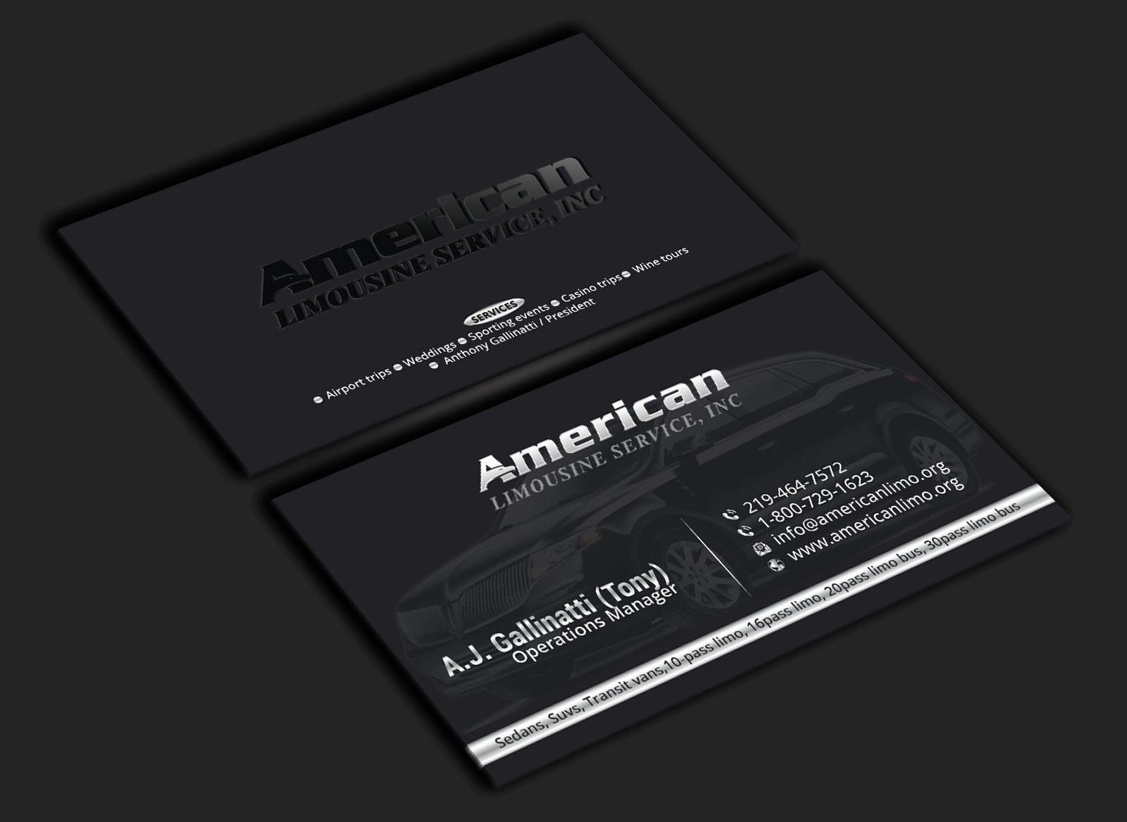 Business Card Design by DesignerShahadat for AMERICAN LIMOUSINE SERVICE INC. | Design #32222897