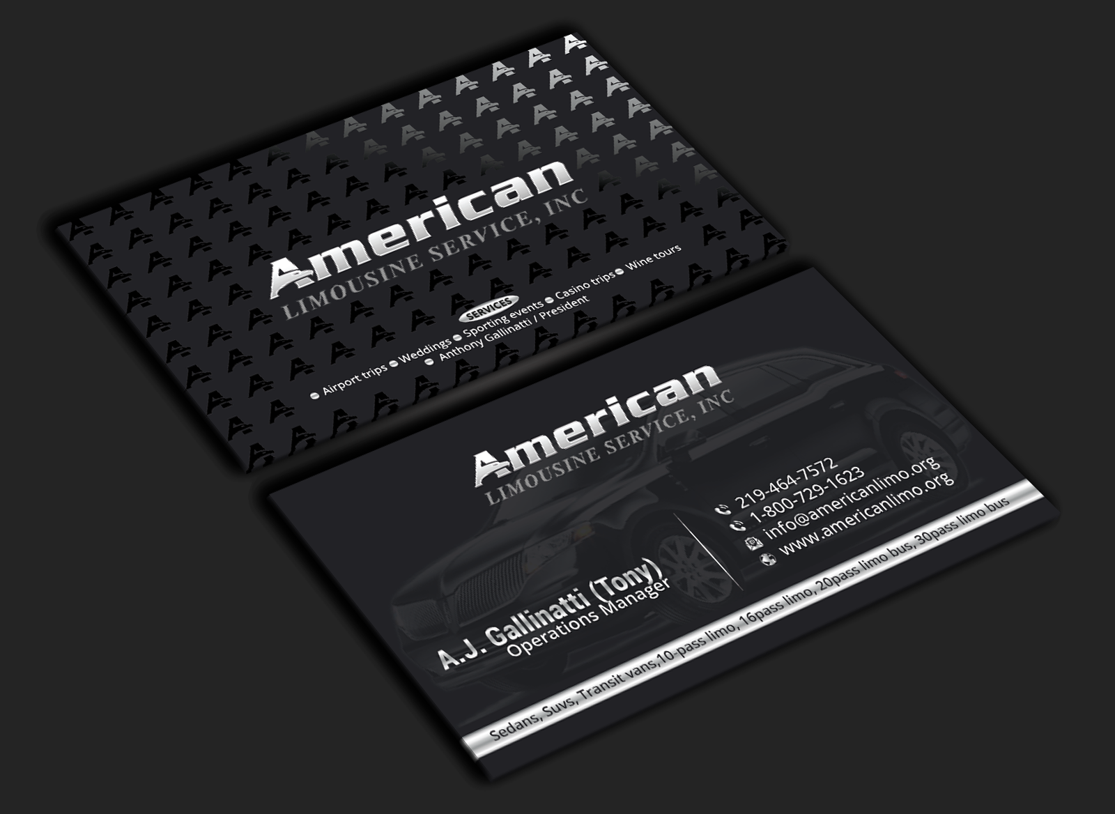 Business Card Design by DesignerShahadat for AMERICAN LIMOUSINE SERVICE INC. | Design #32222898