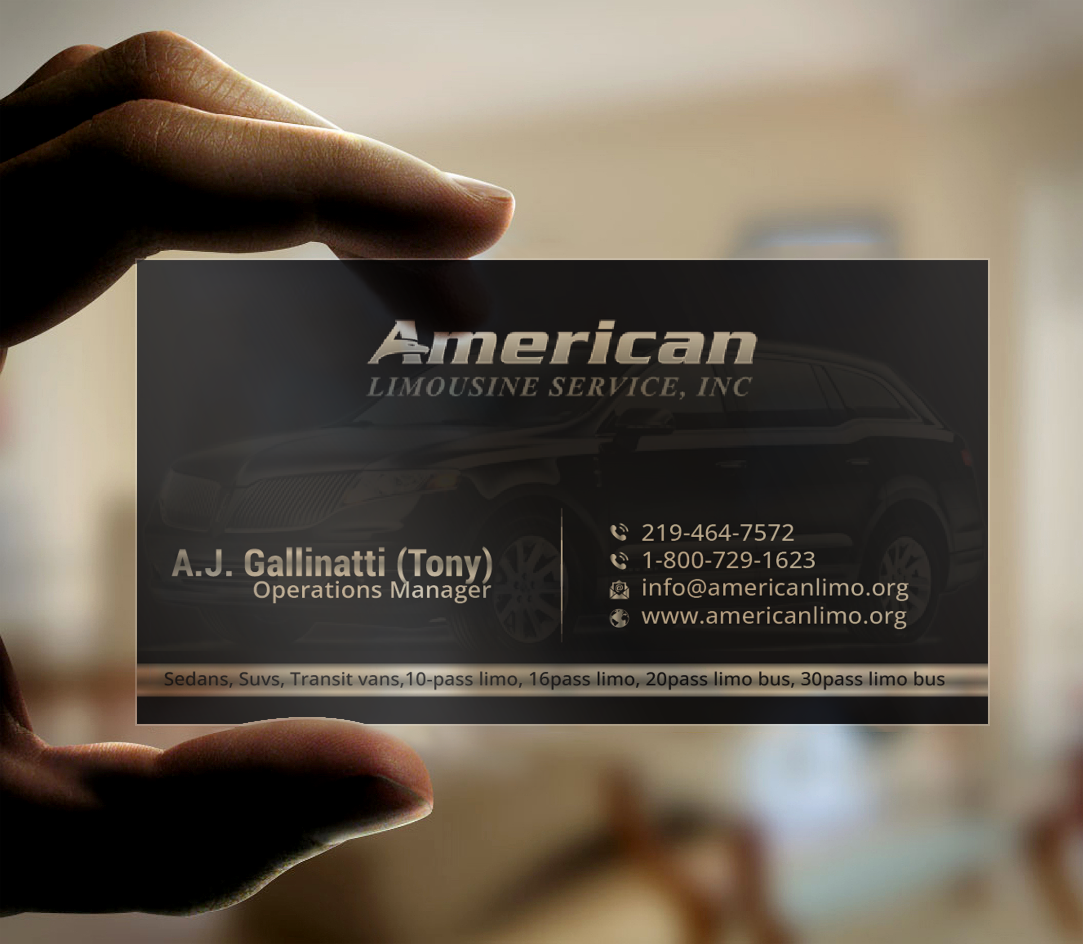 Design de Carte de Visite par DesignerShahadat pour AMERICAN LIMOUSINE SERVICE INC. | Design #32222903