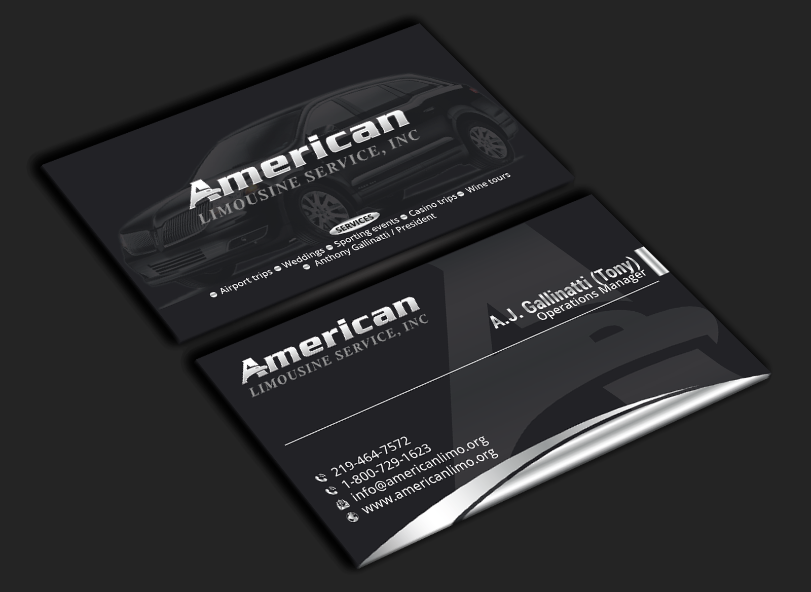 Design de Carte de Visite par DesignerShahadat pour AMERICAN LIMOUSINE SERVICE INC. | Design #32223022