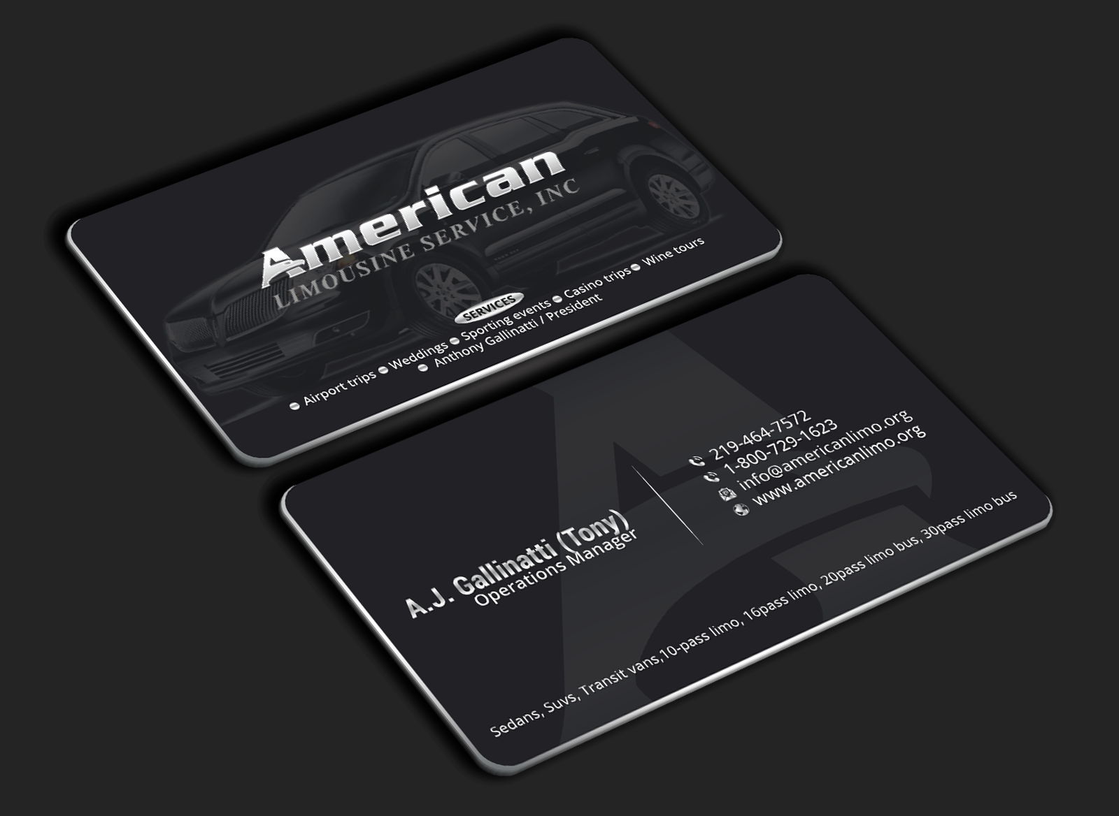Business Card Design by DesignerShahadat for AMERICAN LIMOUSINE SERVICE INC. | Design #32223029