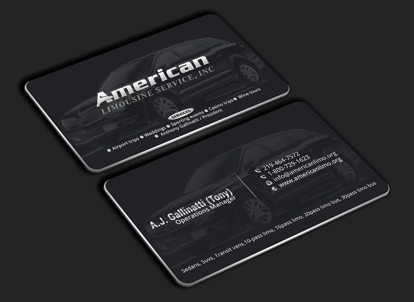 Business Card Design by DesignerShahadat for AMERICAN LIMOUSINE SERVICE INC. | Design #32223033
