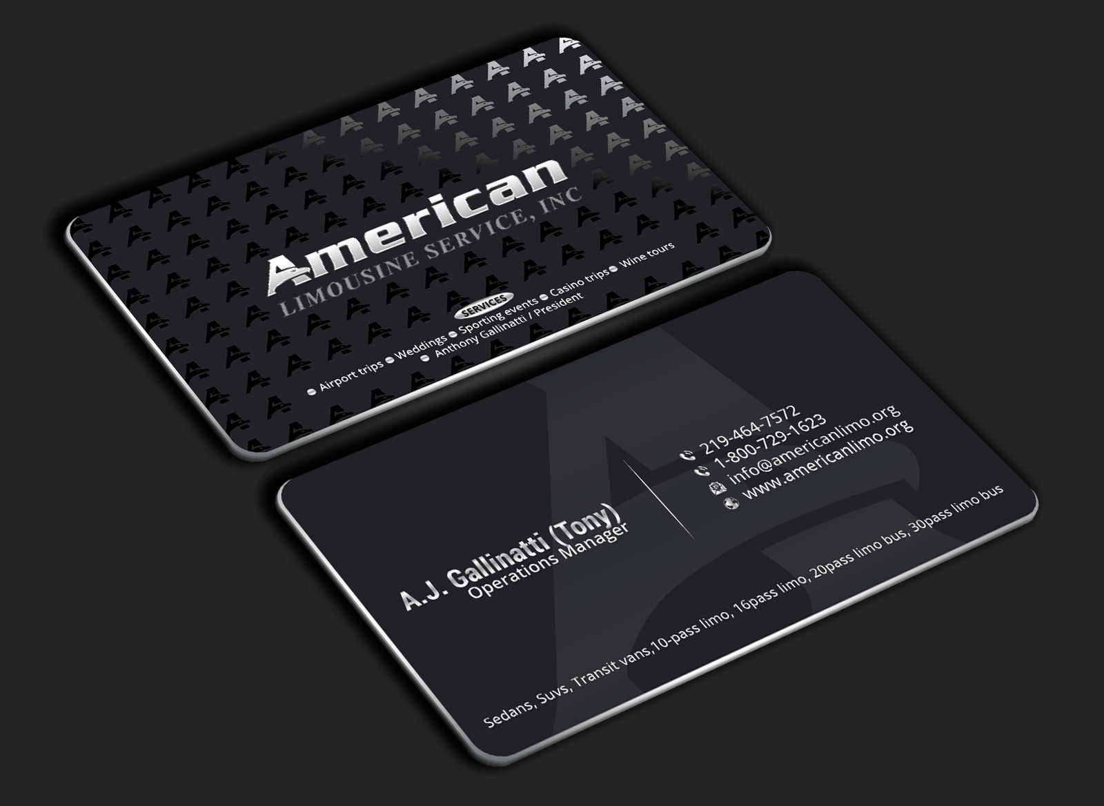 Business Card Design by DesignerShahadat for AMERICAN LIMOUSINE SERVICE INC. | Design #32223034