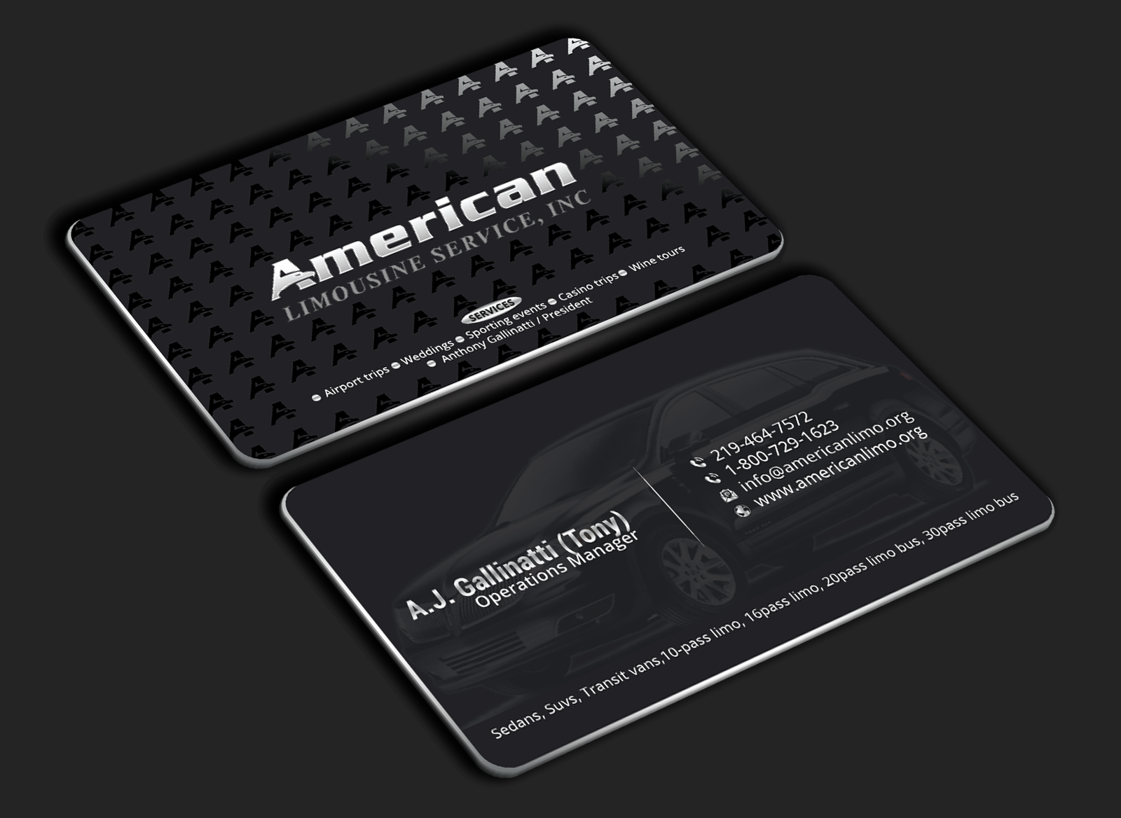 Business Card Design by DesignerShahadat for AMERICAN LIMOUSINE SERVICE INC. | Design #32223039