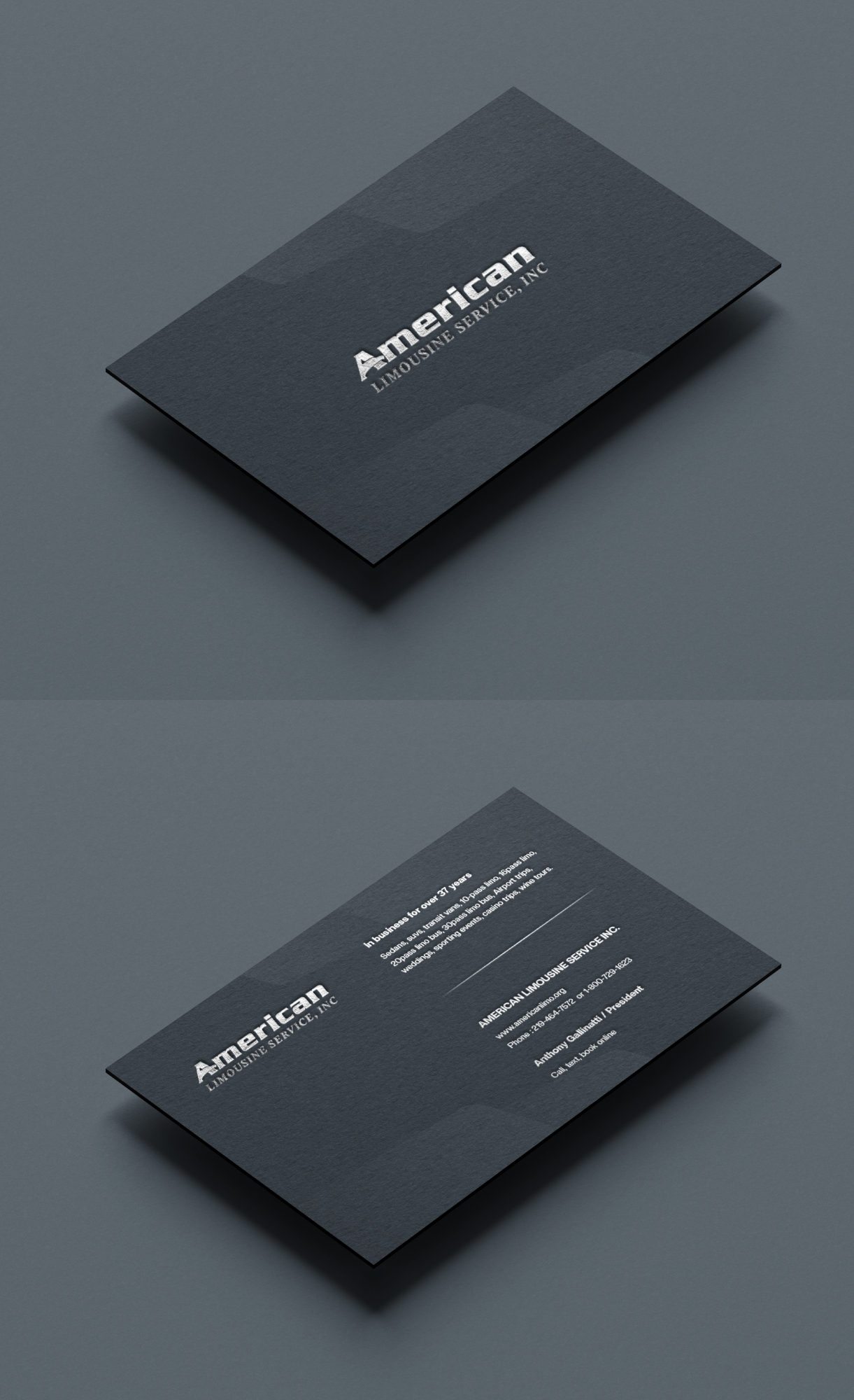 Visitenkarten-Design von Autorunclub Studio für AMERICAN LIMOUSINE SERVICE INC. | Design #32224322