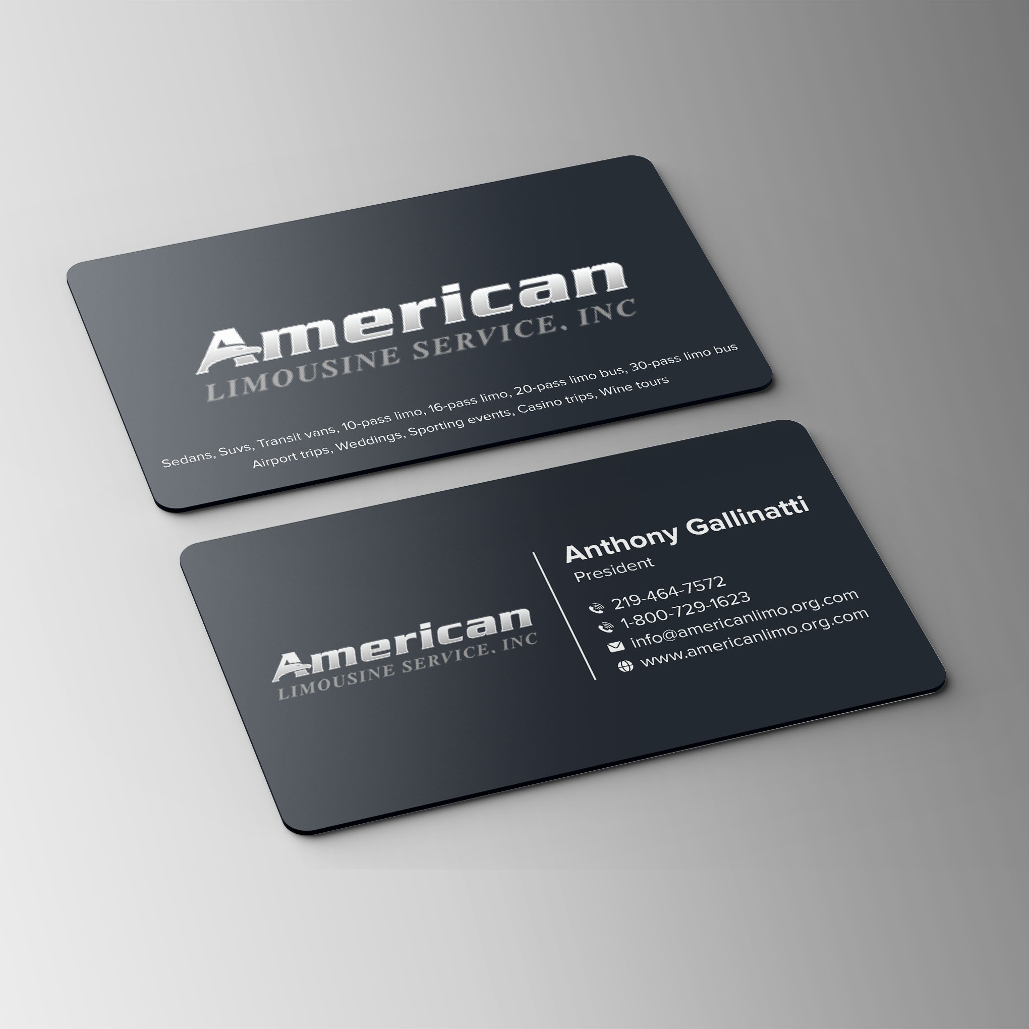 Design de Carte de Visite par Bikash Das pour AMERICAN LIMOUSINE SERVICE INC. | Design #32223844