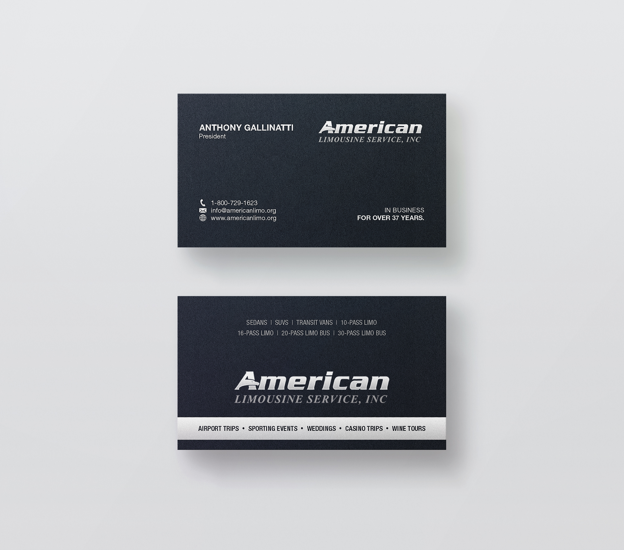 Business Card Design by logodentity for AMERICAN LIMOUSINE SERVICE INC. | Design #32220478