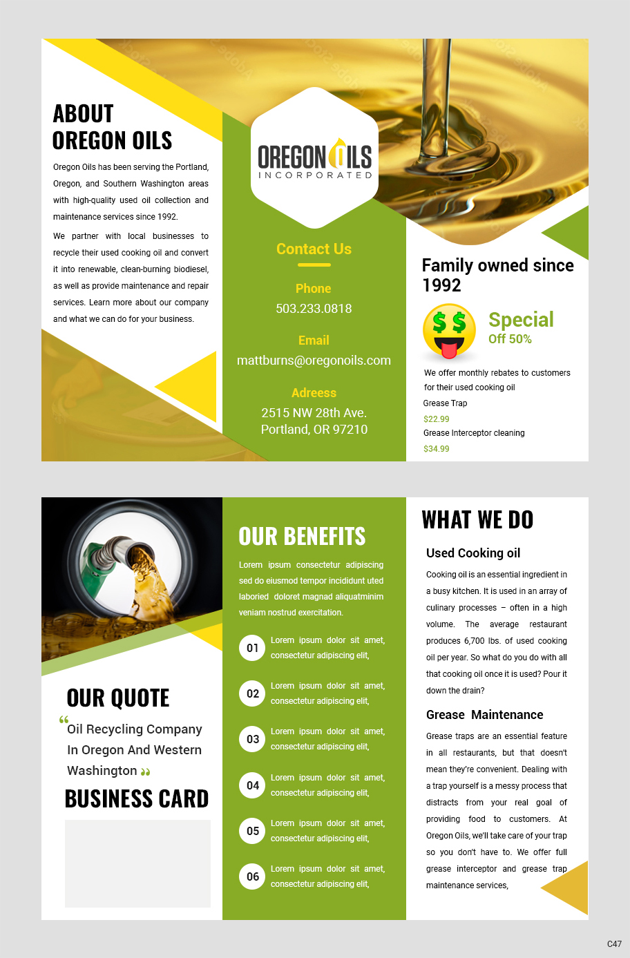 Flyer Design by pb for Oregon Oils, Inc. | Design #32264380