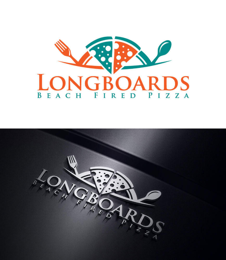 Elegant, Playful Logo Design for Longboards Beach Fired Pizza by
