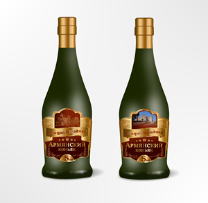 Alcohol  drink bottle label Armenian brandy