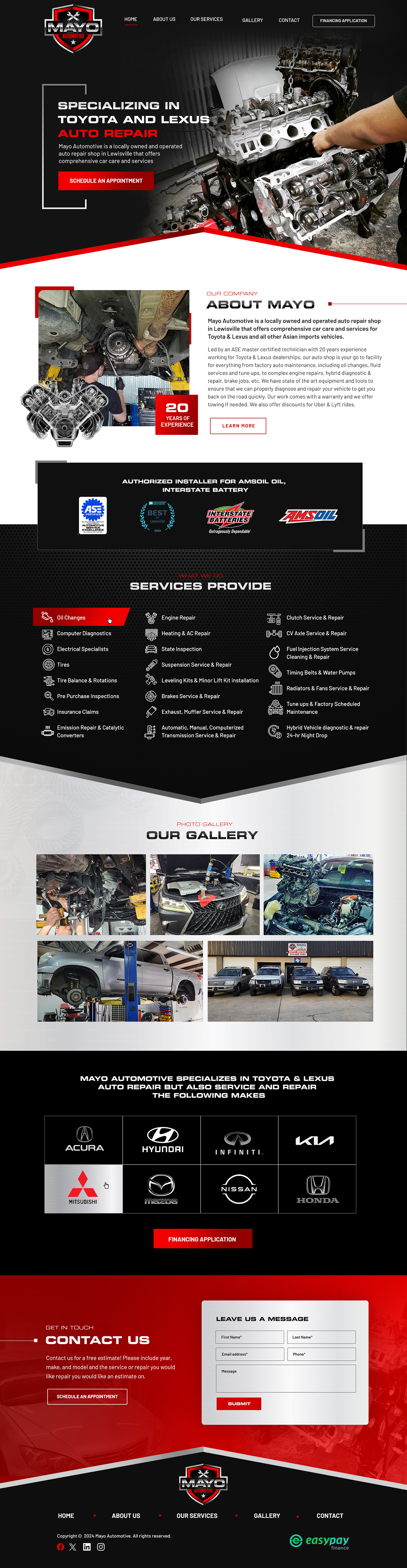 Web Design par Blue Sparrow pour Mayo Automotive LLC | Design #32383626