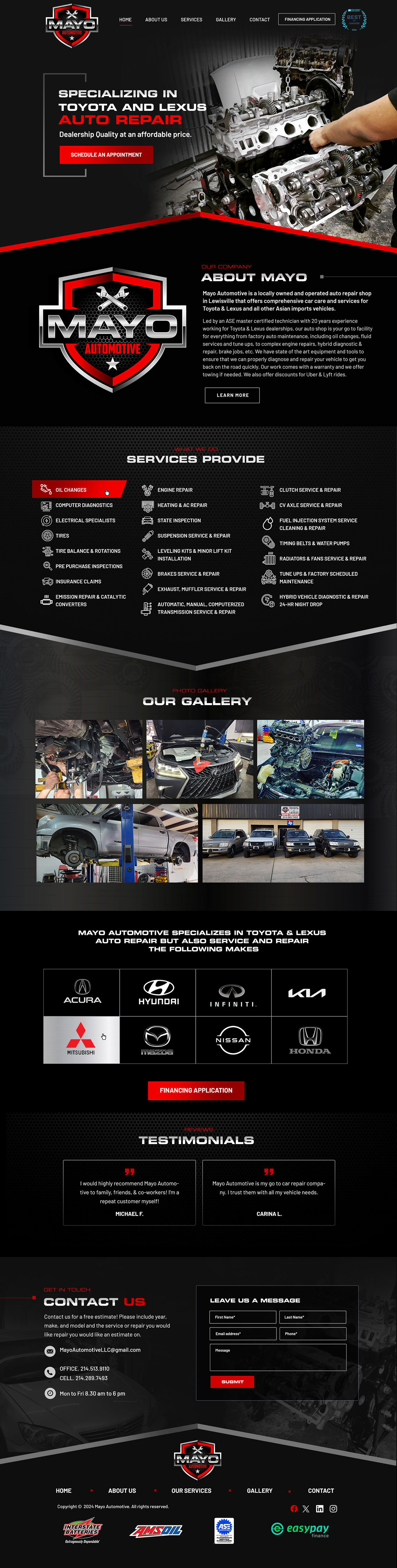 Web Design par Blue Sparrow pour Mayo Automotive LLC | Design #32388575