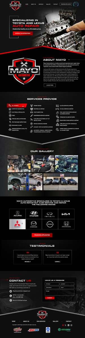 Web Design by Blue Sparrow for Mayo Automotive LLC | Design: #32388575