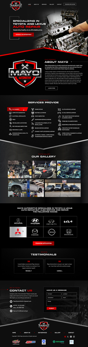 Web Design by Blue Sparrow for Mayo Automotive LLC | Design: #32391849