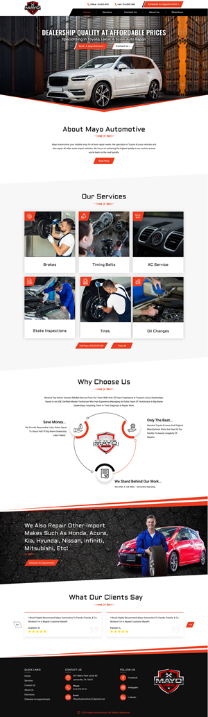 Web Design par Sbss pour Mayo Automotive LLC | Design : #32319066