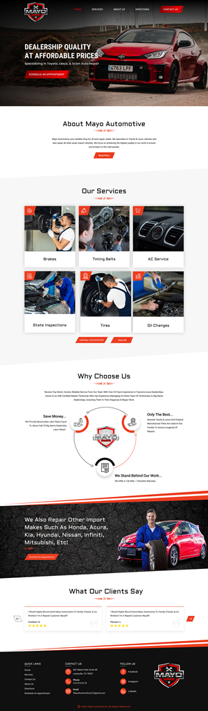 Web Design par Sbss pour Mayo Automotive LLC | Design : #32319095