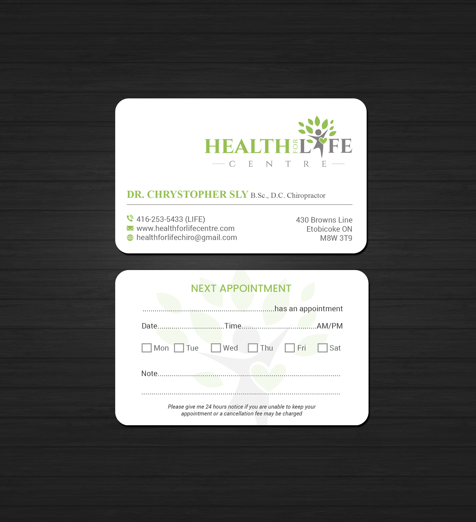 Business Card Design by Creations Box 2015 for Health For Life Centre | Design #32343146