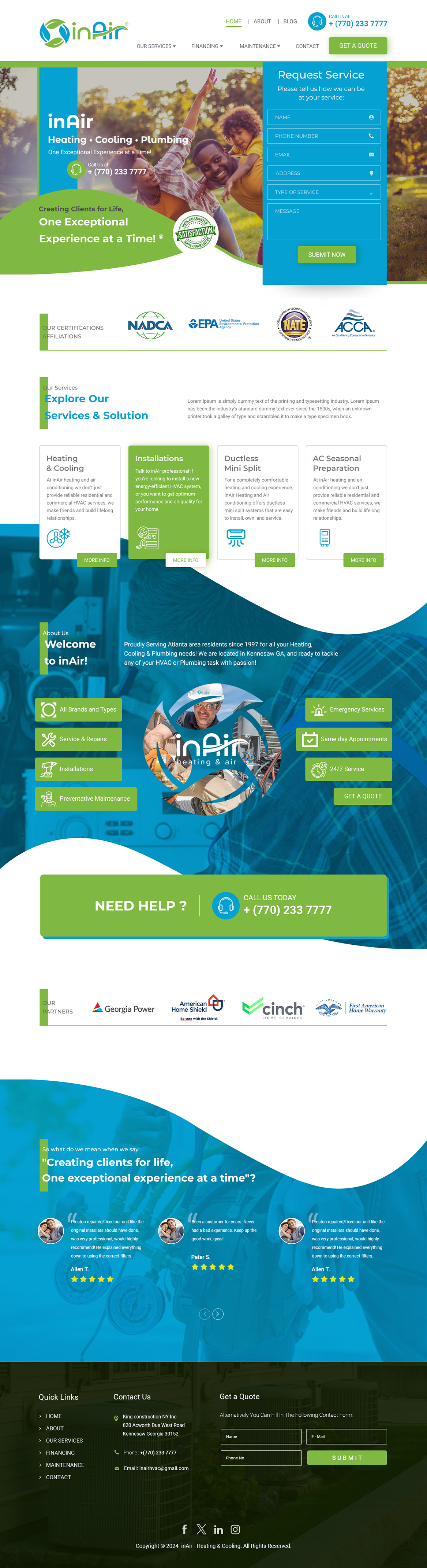 Diseño Web por RP Digital para inAir Heating & Air, LLC | Diseño #32374531